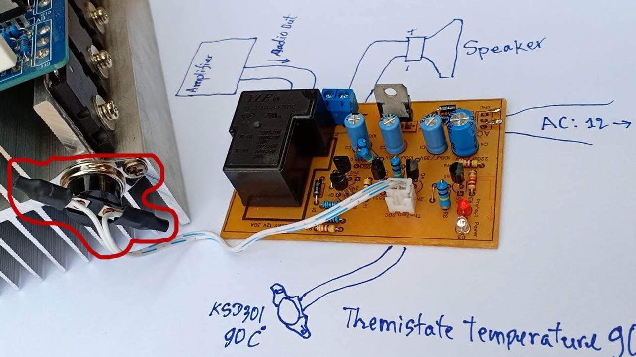 How to make Speaker Protection with KSD301 90C Thermostat Temperature Control Switch at home