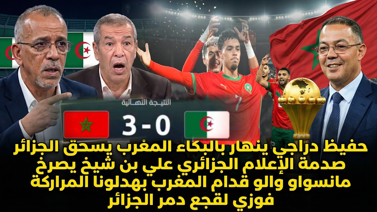 صدمة وجنون حفيظ دراجي وعلي بن شيخ بعد فوز المغرب على الجزائر الجزائريين بغاو يحماقو غايطرطقو