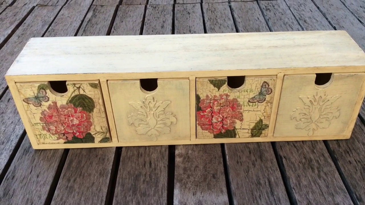 C&oacute;mo decorar cajonera vintage - craquelado y relieve- MYBA