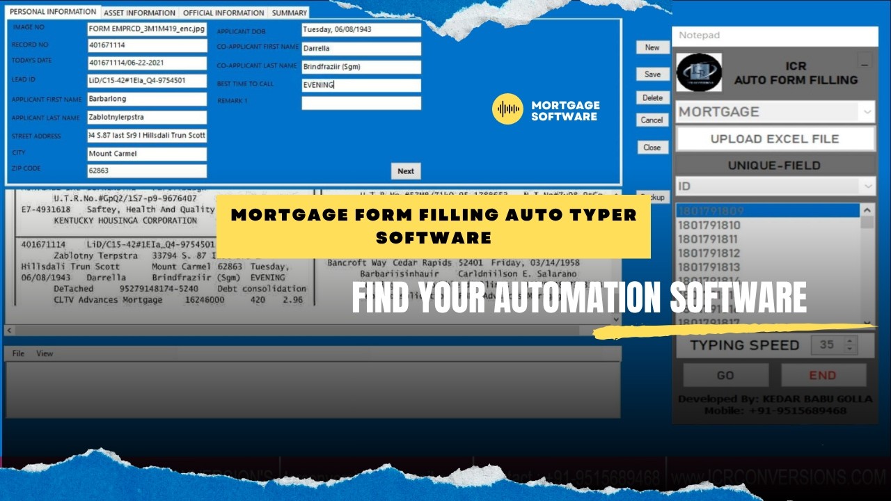 Form Filling Auto Typer Software For Mortgage | Mortgage Data Entry Form Filling Auto Typer Software