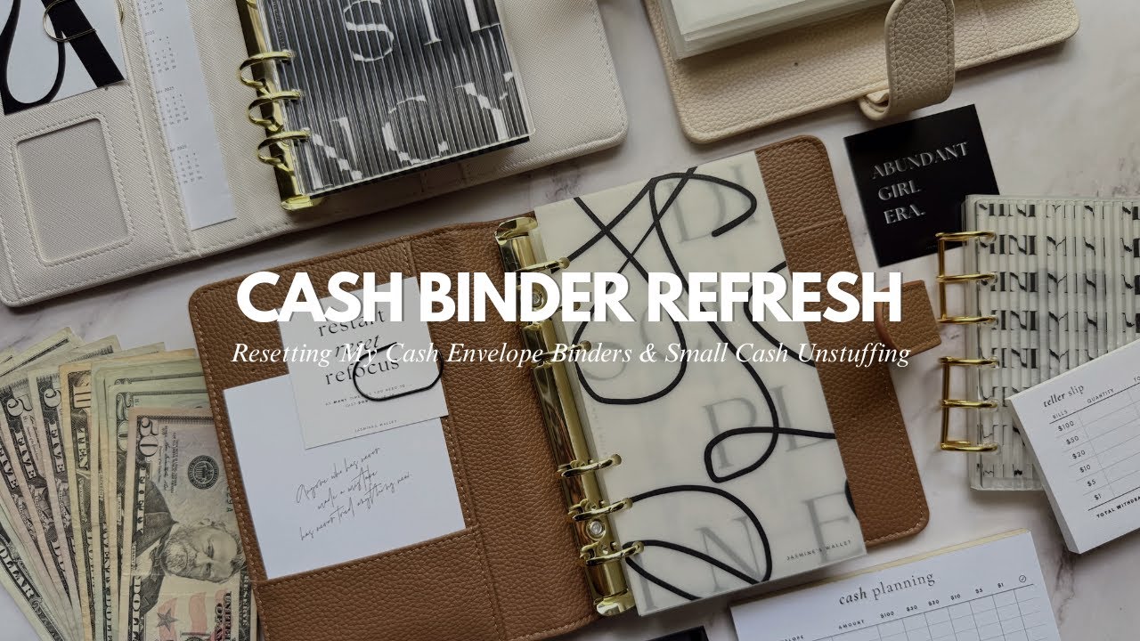 CASH BINDER REFRESH | minimal & aesthetic reset and mini cash unstuffing 💰🖤✨