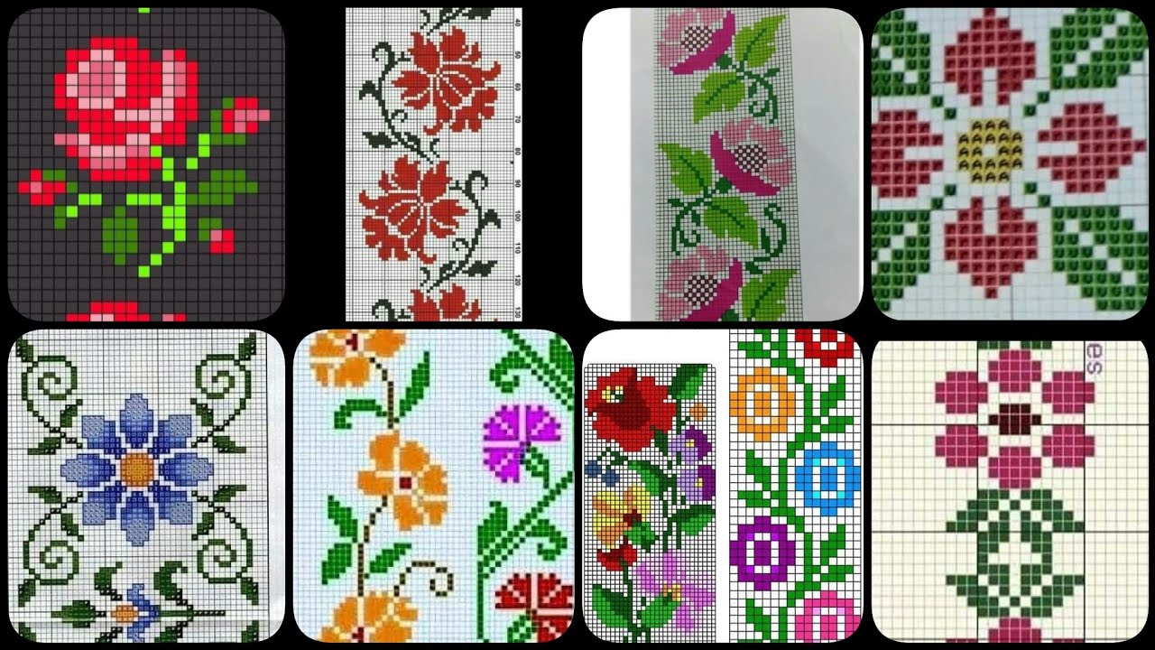 Flower graph pattern ideas/Dusuti graph design/Cross stitch graph design images/