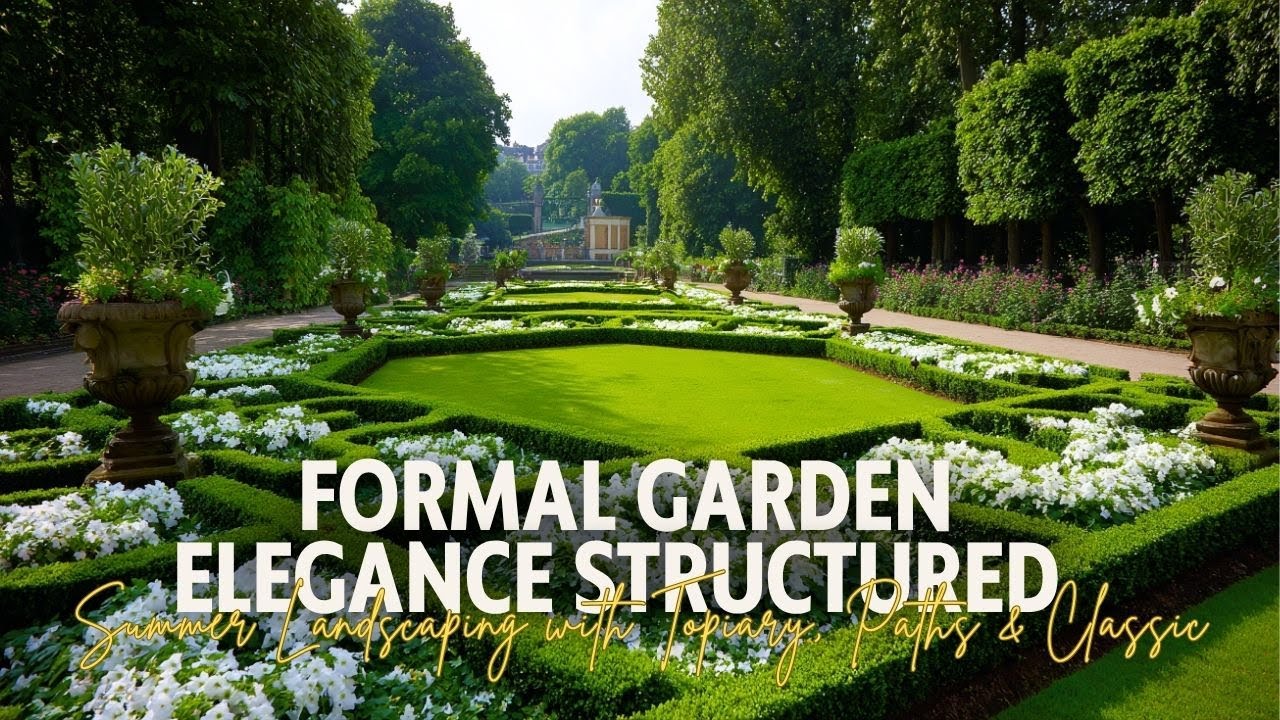 Formal Garden Elegance   Structured Summer Landscaping with Topiary, Paths & Classic Symmetry
