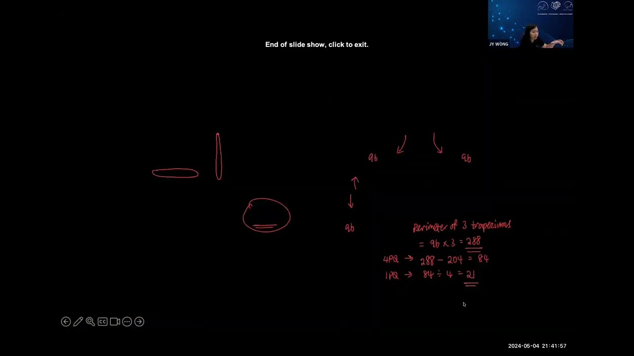 Answers to PSLE Math 2023 Paper 2 Question 17 (Jiayu Trapezium Perimeter and Length Question)