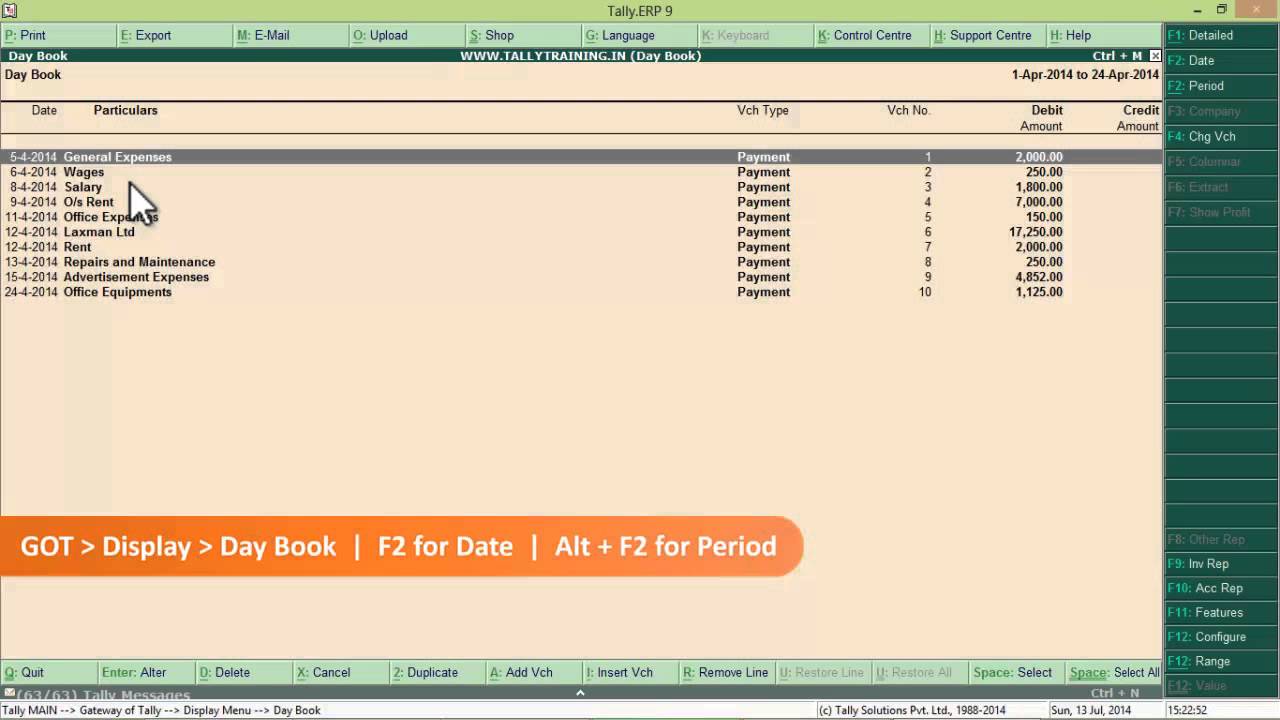 Module 6 of 54 | Day Book Report in Tally ERP 9 in Hindi by Expert Training