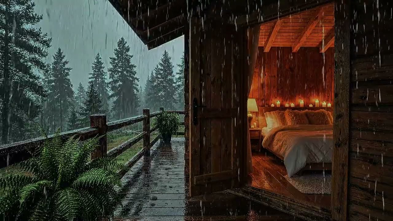 Heavy Rain & Thunder in a Cozy Forest Cabin | Peaceful Sleep Sounds 🌲