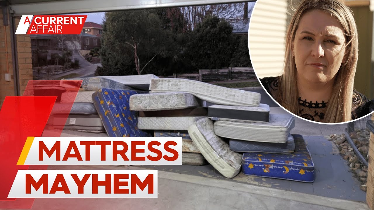 Bill dispute results in two dozen used mattresses dumped in customer's driveway | A Current Affair