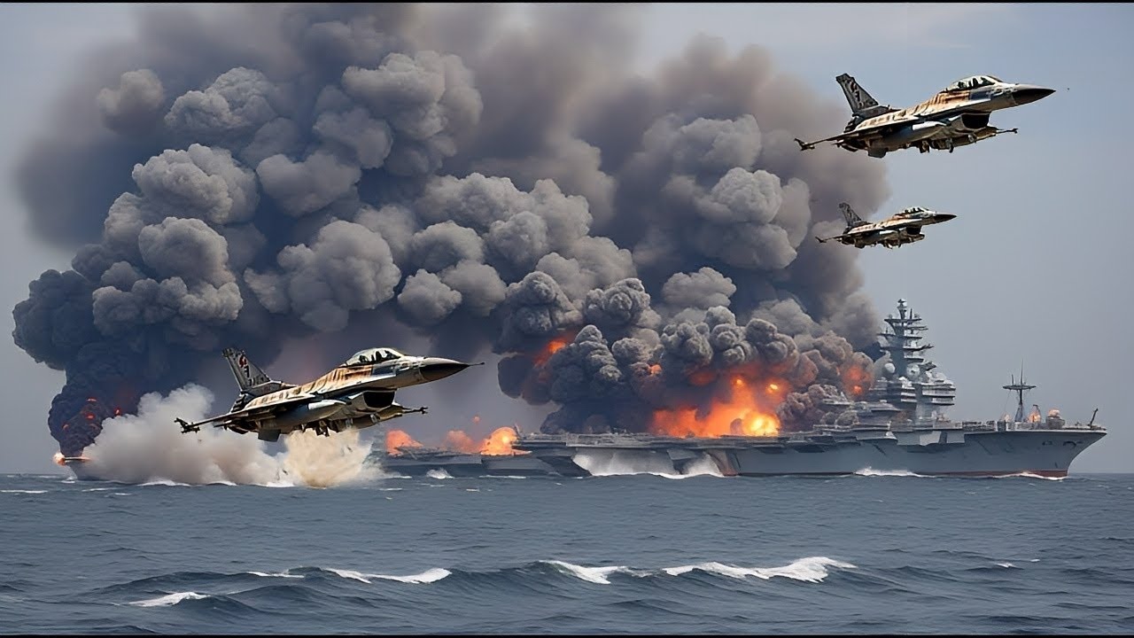 Сумасшедший трюк пилота НАТО F-16! Взрыв российского атомного авианосца в Черном море.
