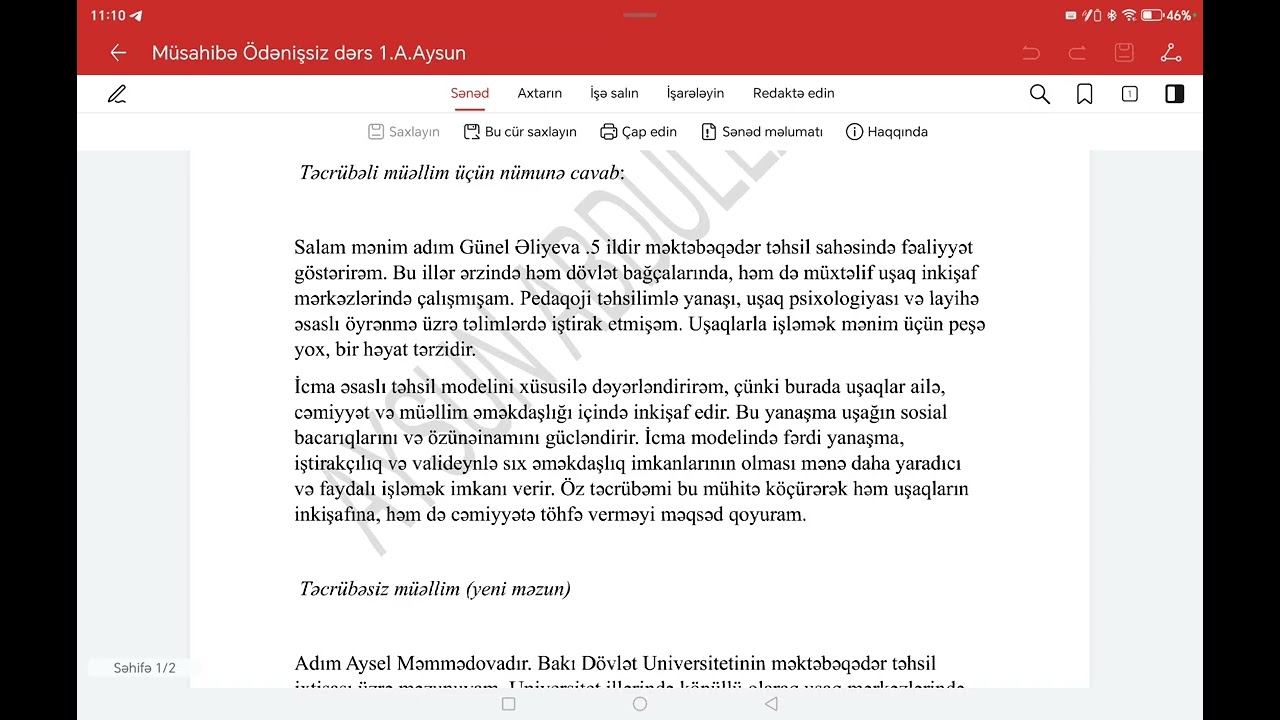 İcma müsahibə Ödənişsiz dərs 1 . Aysun Abdullazadə.0515657615