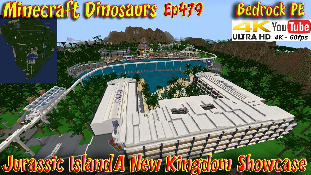 Jurassic Island: A New Kingdom от MATTMC Showcase 4K60FPS Minecraft BedrockPE Dinosaurs Ep479