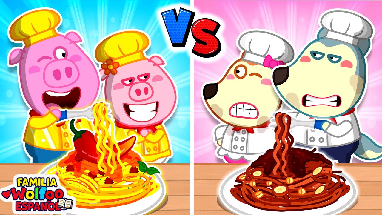 Familia Wolfoo Español | DESAFÍO DE FIDEOS: POBRE VS RICA | MOMENTOS DIVERTIDOS - Dibujos Animados