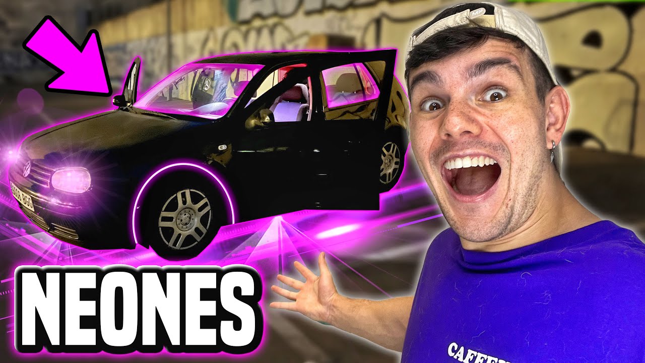 INSTALO NEONES en un COCHE DESTROZADO!! 🚗💡 **Me Monto Una Discoteca** 🪩