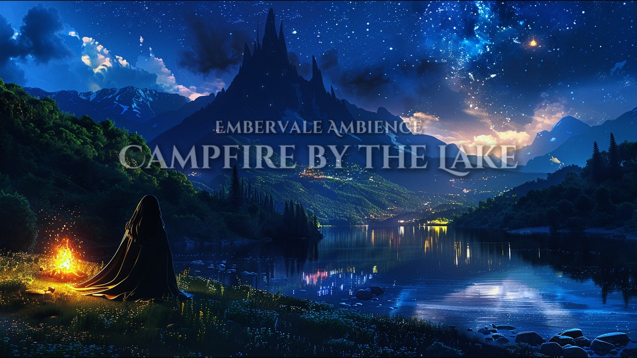 Campfire by the Lake | Medieval Fantasy Night Ambience