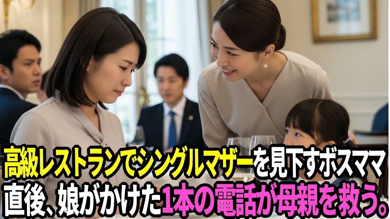 娘の入学祝で訪れた高級レストランでボスママに嘲笑される母娘。母を守ろうと娘がかけた1本の電話がもたらす救済とは…。