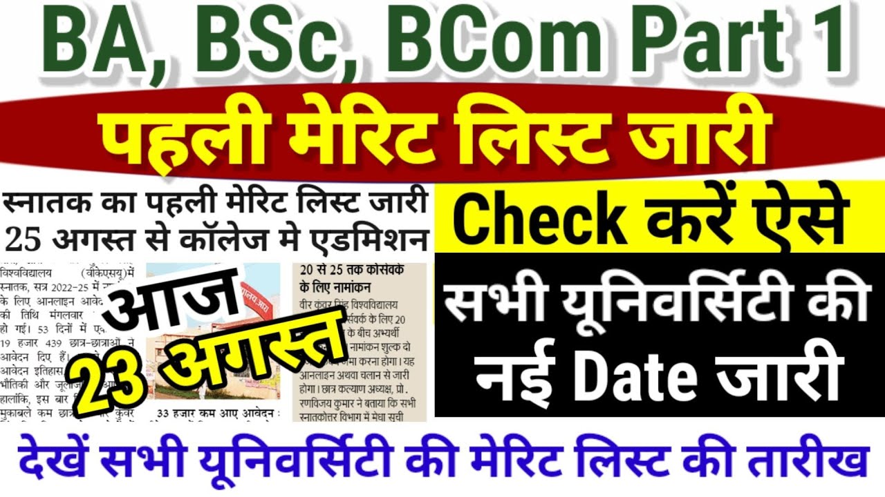 BA, BSc Part 1 Merit List 2022 Check - BA Part 1 Merit List 2022 Kab - Ug Part 1 Merit List 2022