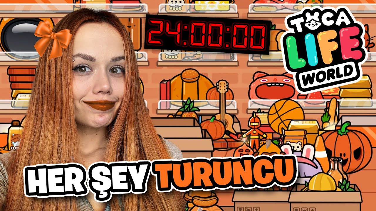 24 Saat Boyunca Herşey Turuncu !? - Toca Life World @GamzeKarta
