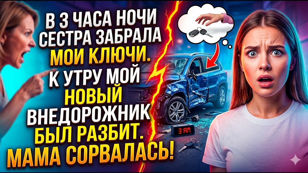 В 3 часа ночи сестра забрала мои ключи. К утру мой новый внедорожник был разбит. Мама сорвалась.