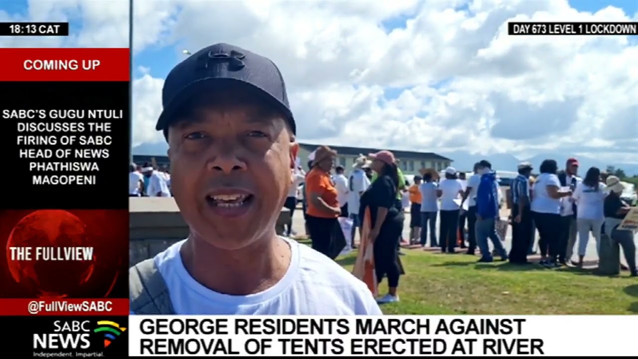 George residents protest against local municipality over tents being removed at a river in December