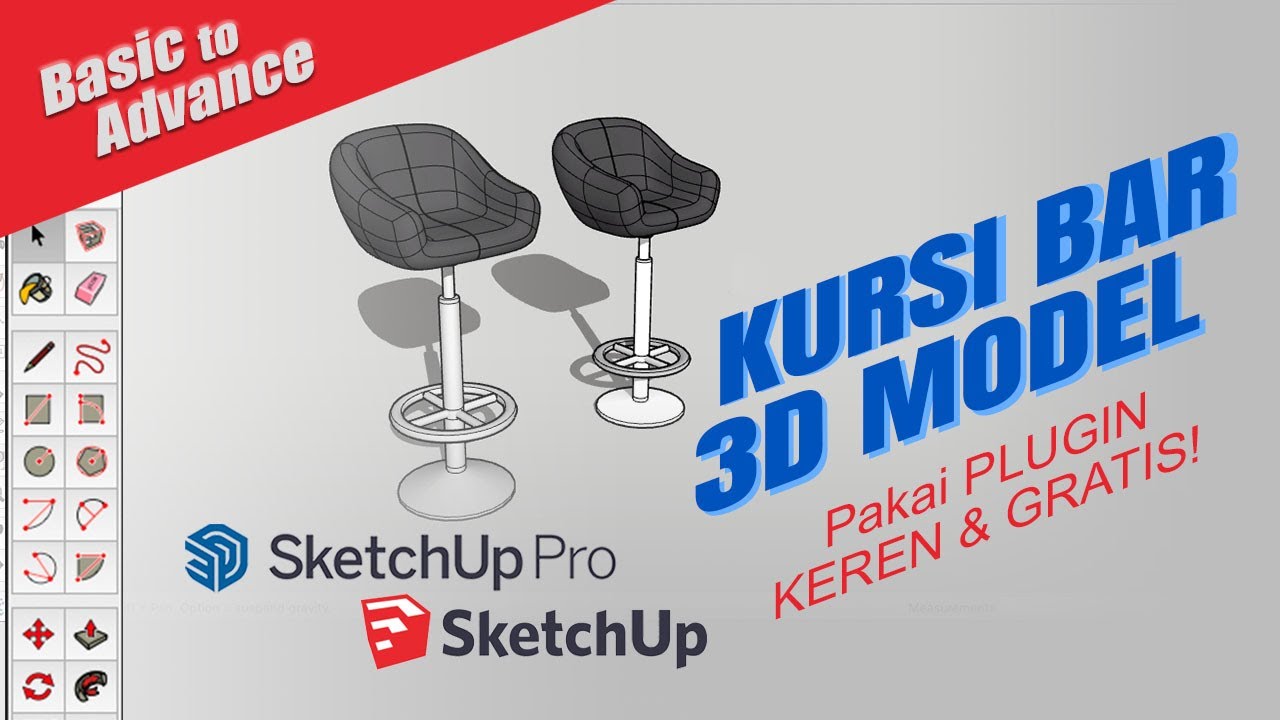Membuat Kursi Bar Sketchup Tutorial dengan plugins wajib
