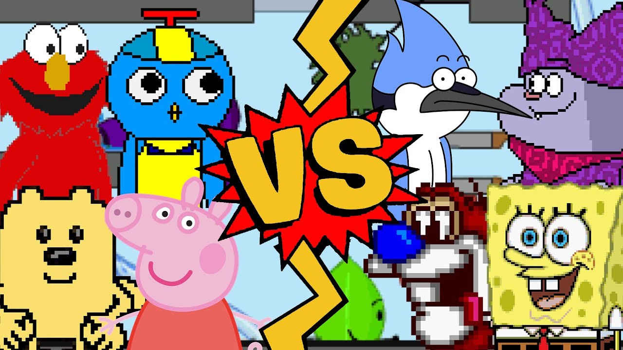 M.U.G.E.N Battles | Peppa Pig/Elmo/Wubbzy/Pablo vs SpongeBob/Stimpy/Mordecai/Chowder