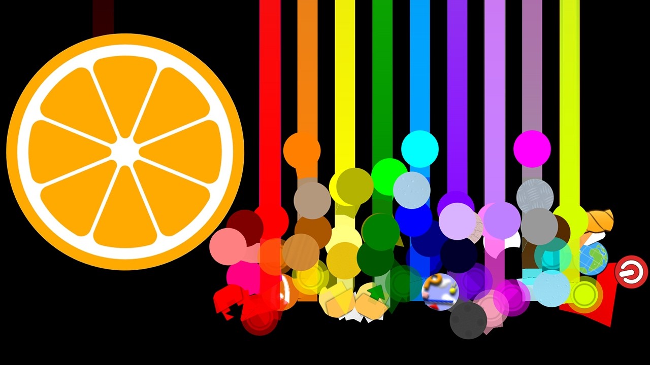 Escape Mikan - 48 Colors Marble Survival Race in Algodoo