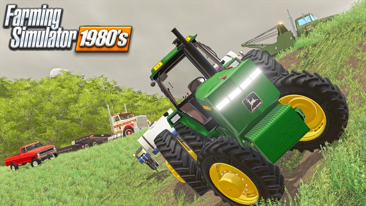FLAT TIRE NEAR TRAGEDY! | HUGE ROAD DITCH (1980's ROLEPLAY) FARMING SIMULATOR 19