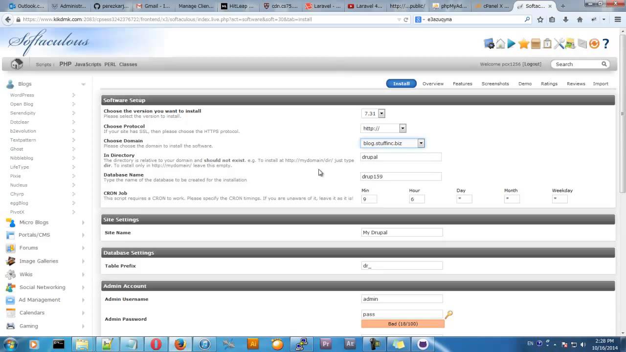 Installing Drupal Using Softaculous (cPanel)