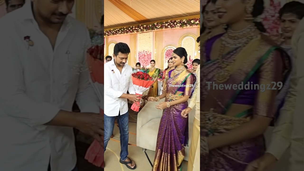 Udhayanidhi Stalin , blessing the couple . Bargur MLA mathiazhagan daughters wedding