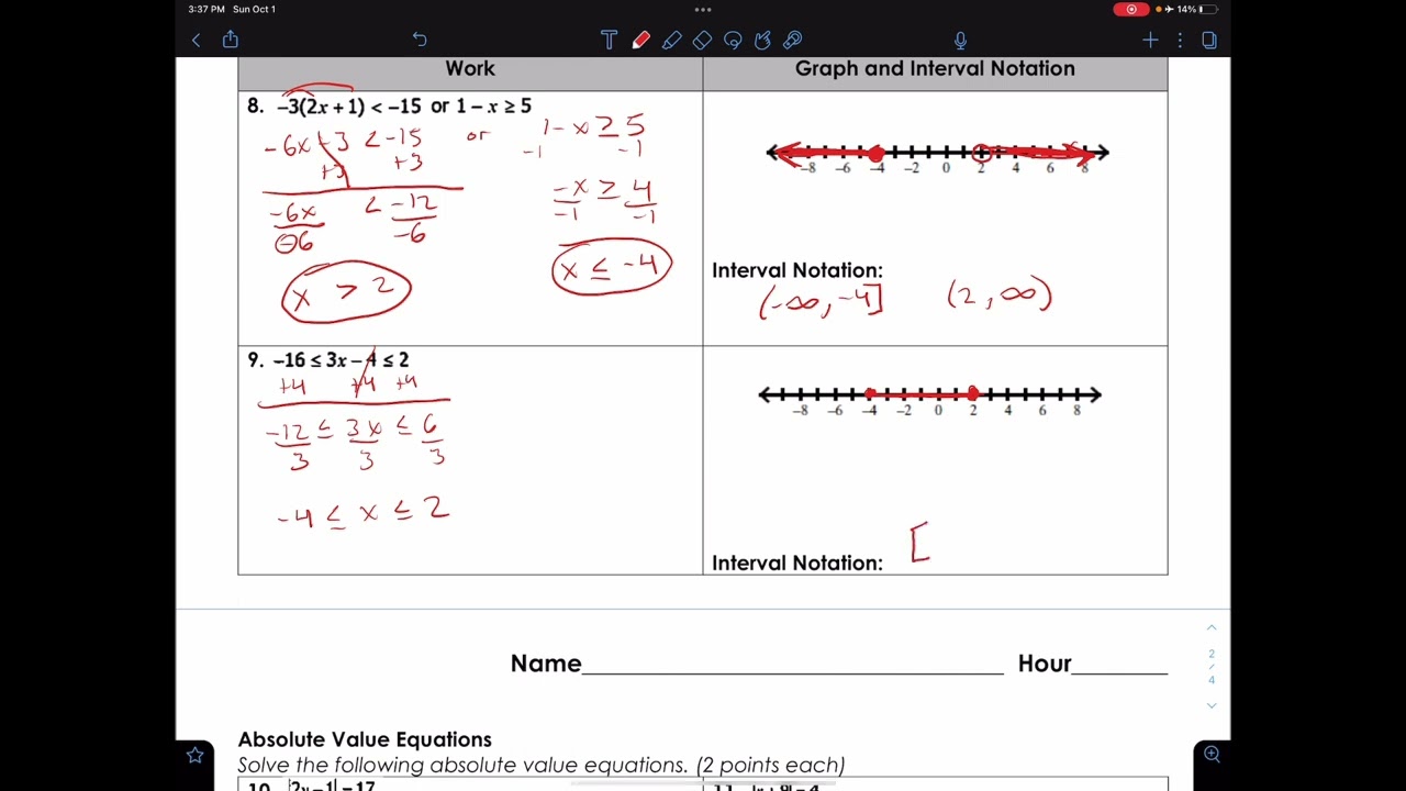 Algebra I Topic 1 Review