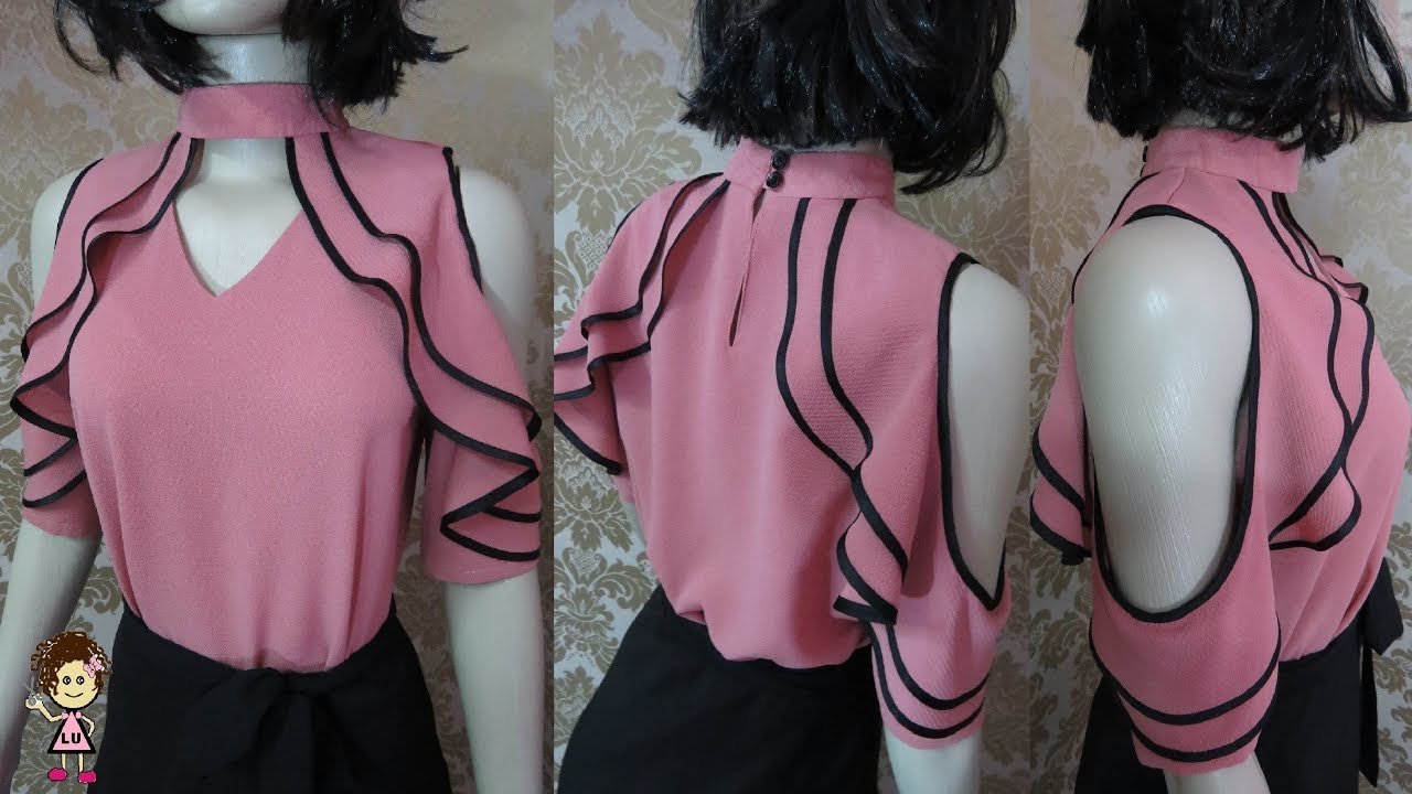 Tutorial Blusa manga godê, vazado de ombro decote(gola) choker