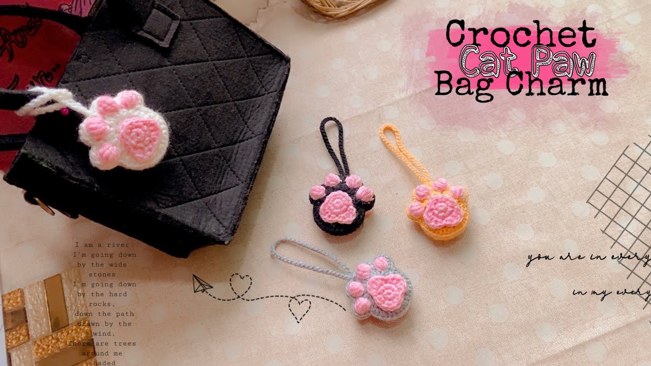 Crochet Cat Paw 🐾 Bag Charm | crochet cat paw keychain | cute bag hanging #yt #youtubevideos #viral 