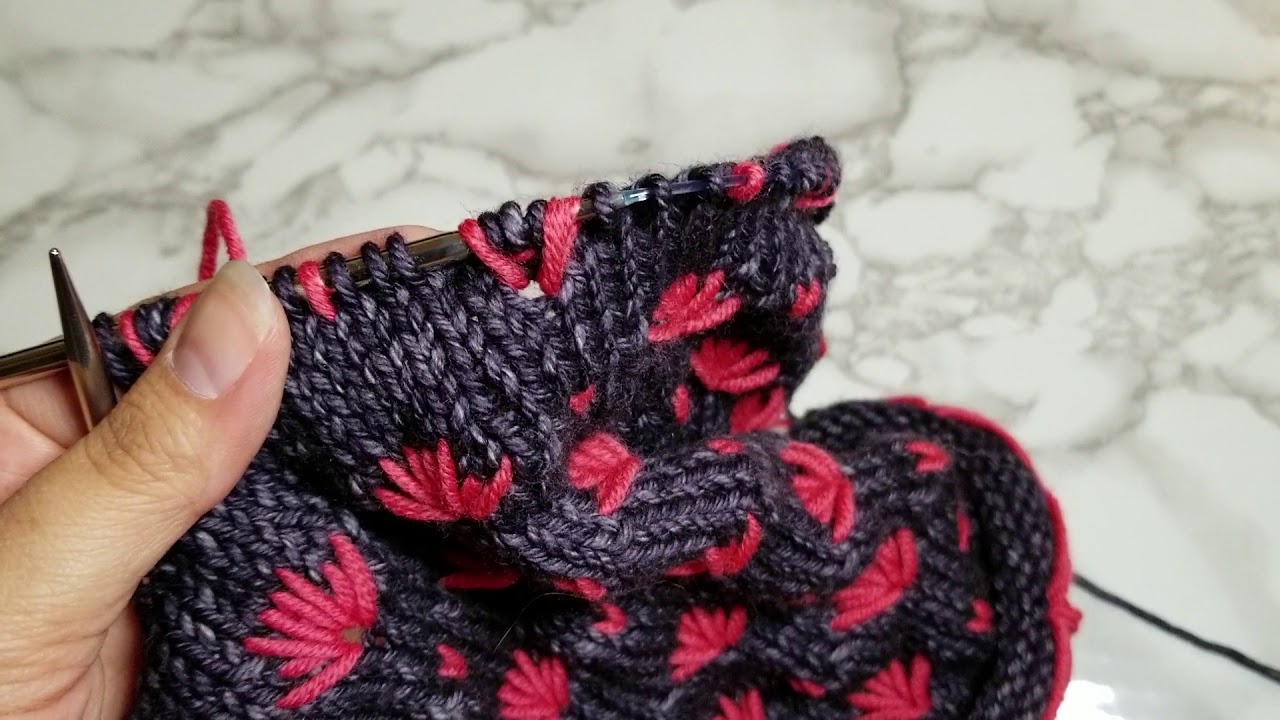 How to knit the 🌷 Flower Stitch 🌷 Two color flower stitch knitting
