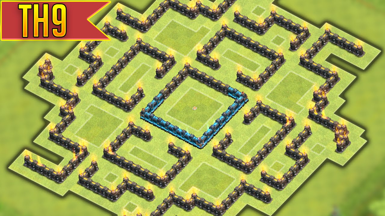 Clash of Clans - EPIC Townhall 9 Labyrinth Farming BASE! w/ Air Sweeper!