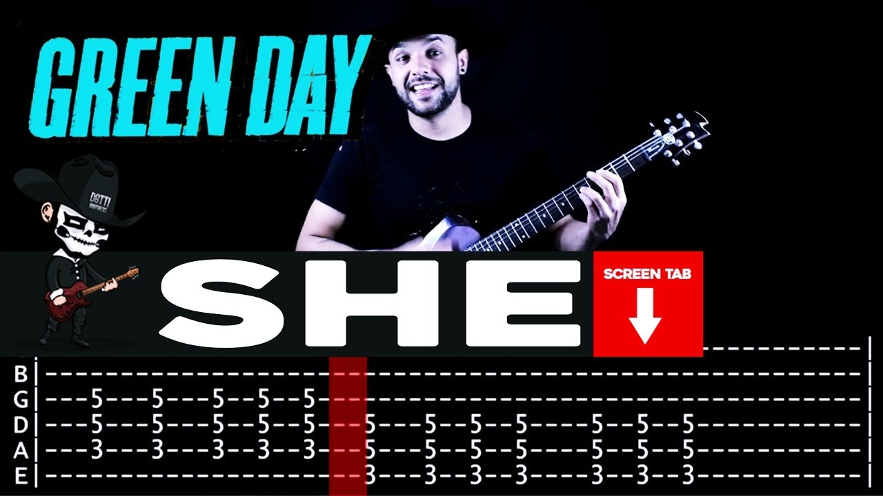 【GREEN DAY】[ She ] cover by Masuka | LESSON | GUITAR TAB