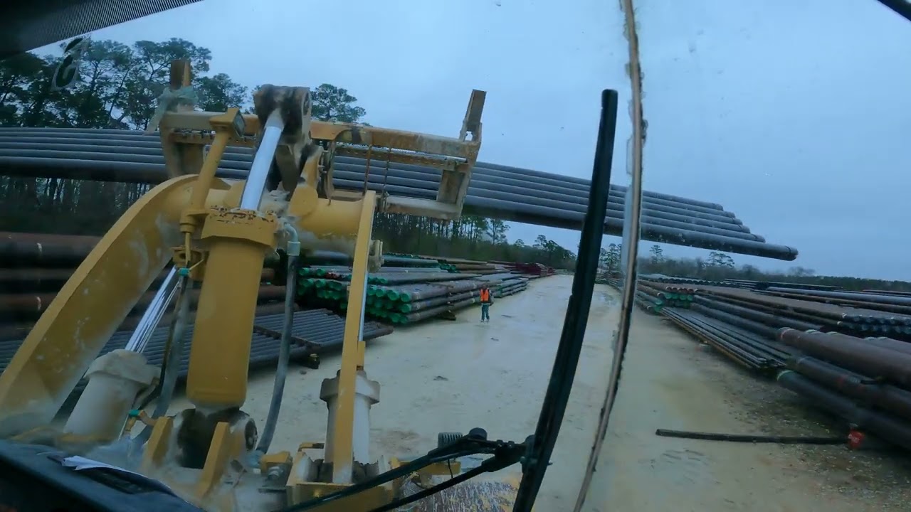 Oilfield Pipeyard loading pipe forklift trucks caterpillar houston Tx pipe