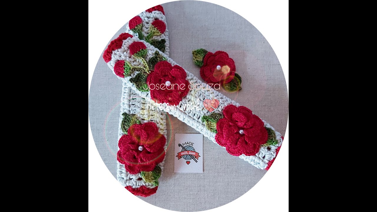 Puxador de Geladeira Vertical Flores Crochê 🌺🌱