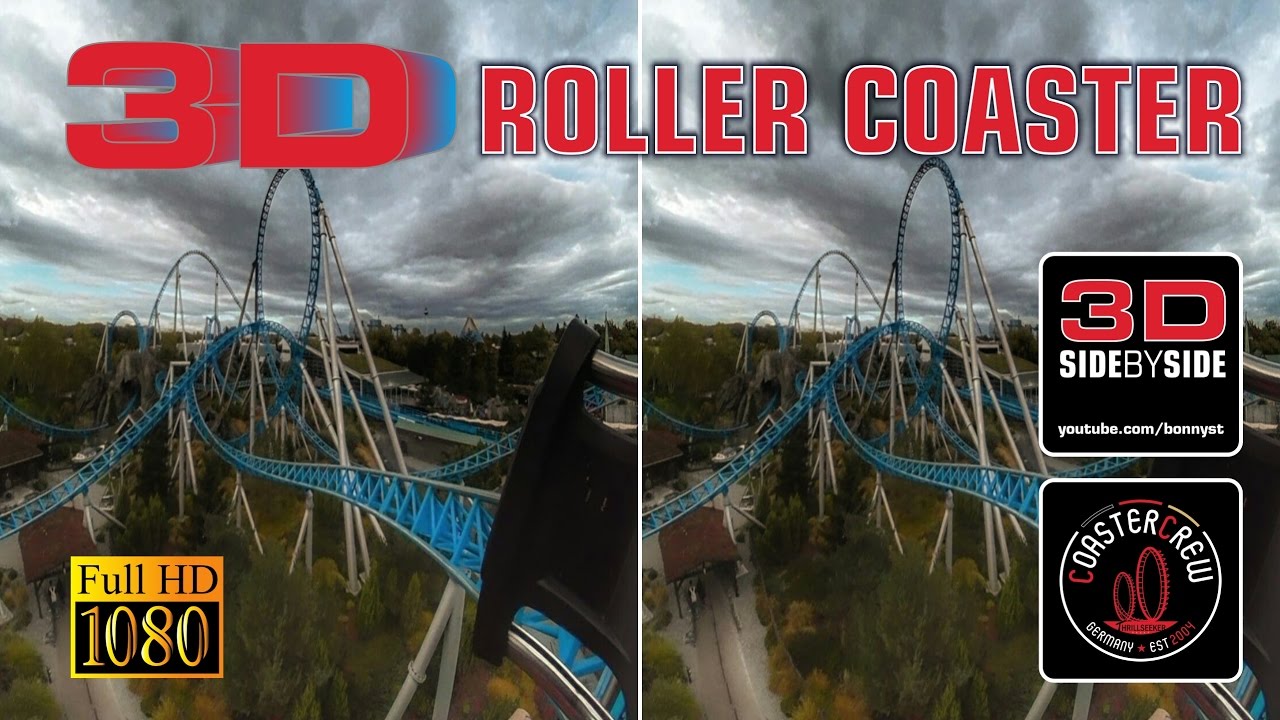 3D Side by Side Roller Coaster Blue Fire Megacoaster - Mack Rides POV on-ride Europa Park