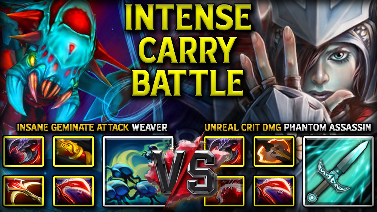 INTENSE CARRY BATTLE | Insane Geminate Attack Weaver Versus Unreal Crit Damage Phantom Assassin DotA
