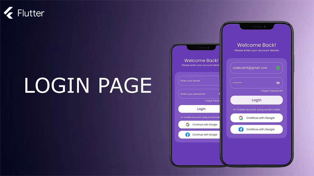 Flutter login page | Flutter UI | Code Catch