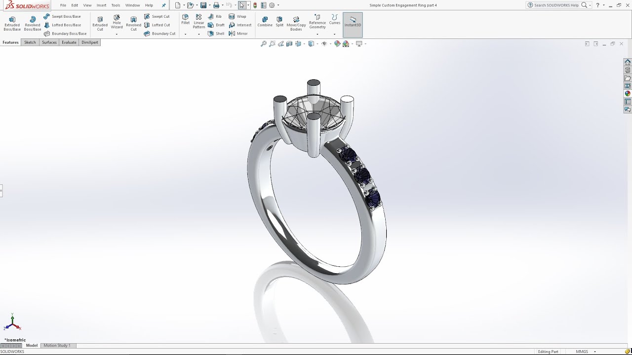SOLIDWORKS Tutorial: Custom Engagement Ring - Part 4