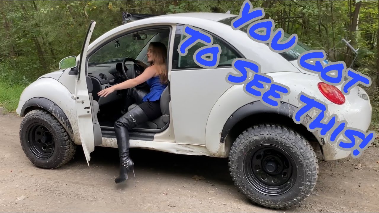 Model Drives Lifted Volkswagen Beetle To A Photoshoot!
