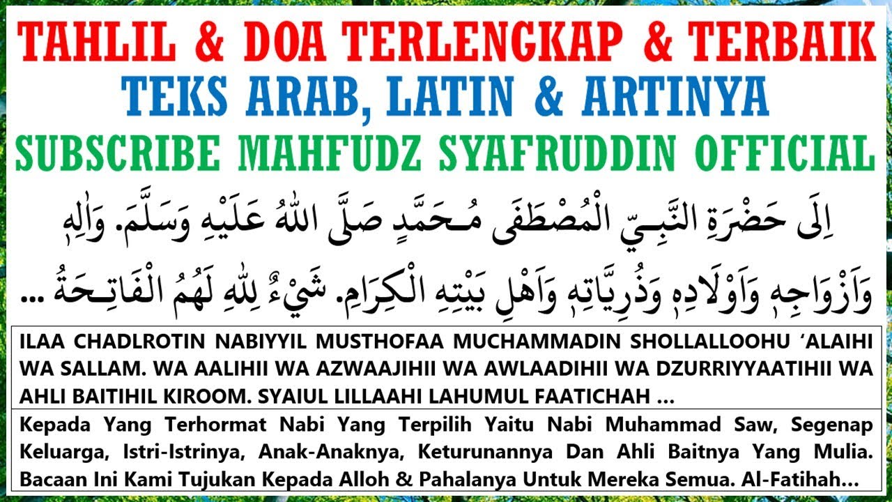 TAHLIL DAN DOANYA LENGKAP TEKS ARAB, LATIN DAN ARTINYA USTADZ MAHFUDZ SYAFRUDDIN 18 DES 2025 #viral