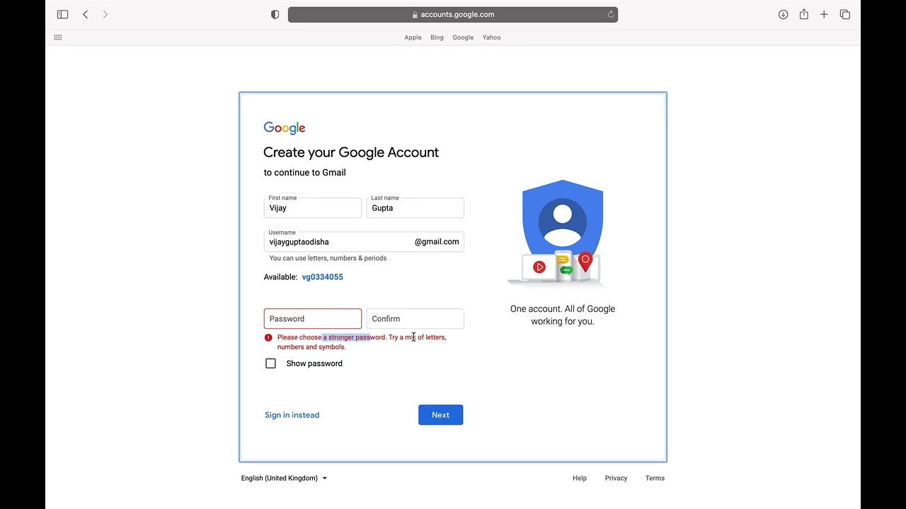 How to create a Gmail Account (Hindi)