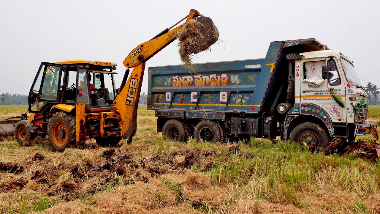 Truck Videos - Tipper Off Road Driving in Mud Loading JCB!