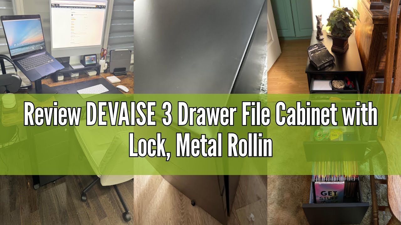 Review DEVAISE 3 Drawer File Cabinet with Lock, Metal Rolling Filing Cabinets for Home Office, Small