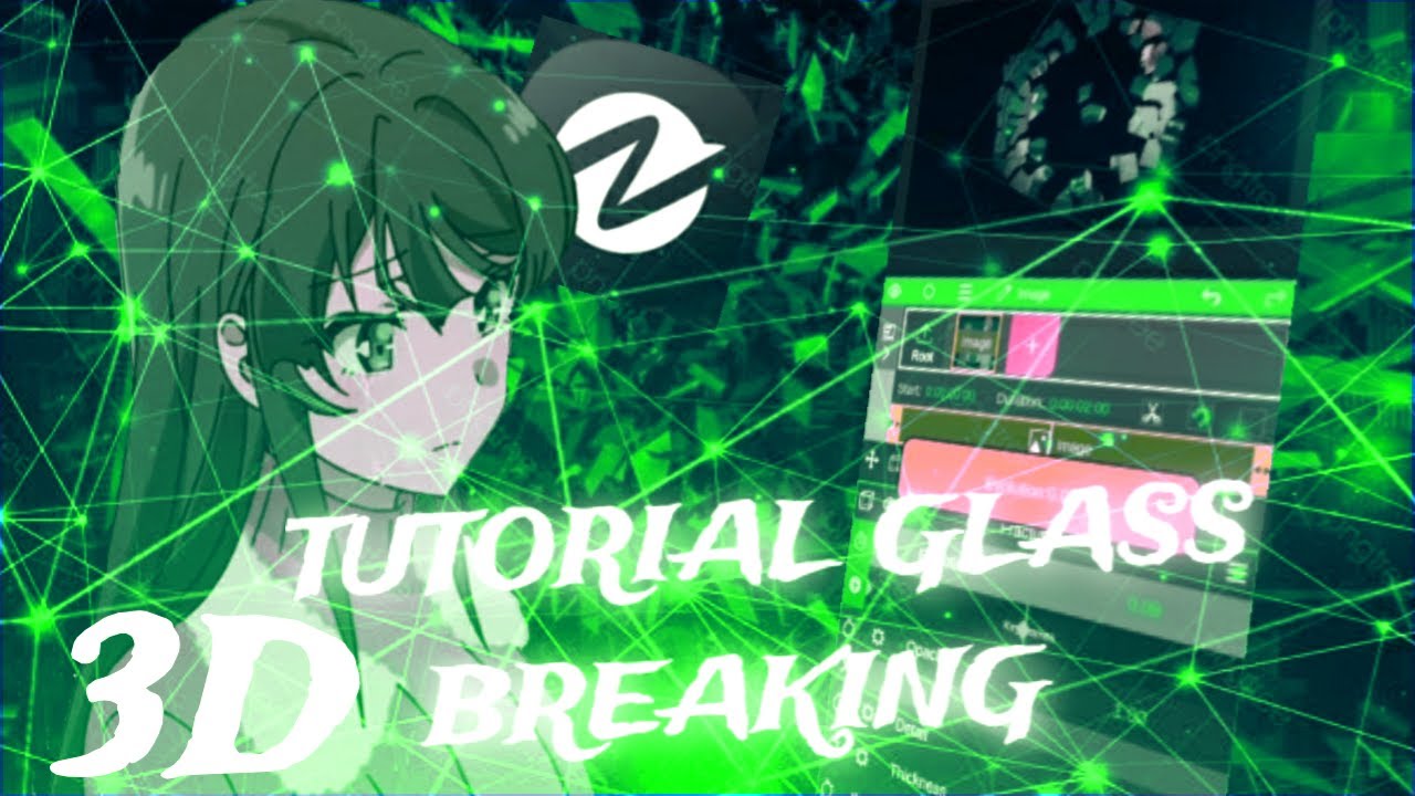 tutorial 3D glass breaking node video for edit in alight motion