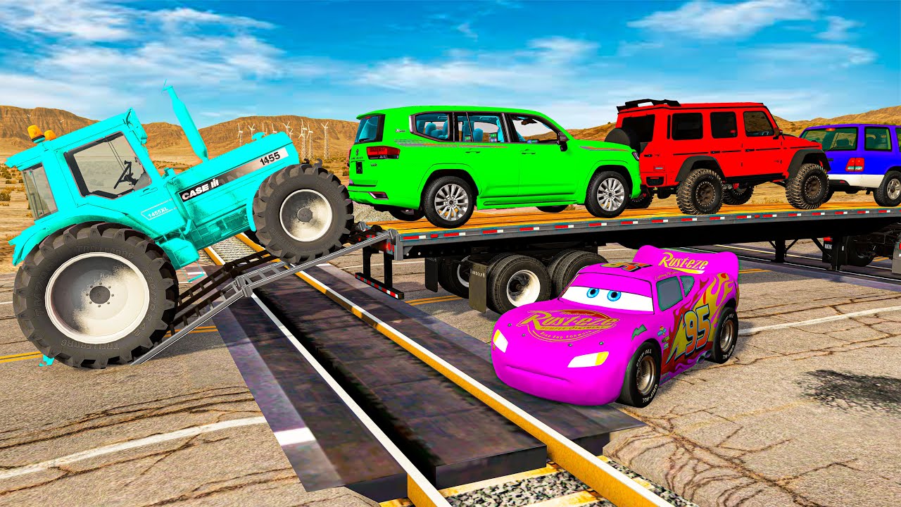 Flatbed Truck BNG STYLE GAMES | Transportation with Truck - Pothole vs Car #21 - BeamNG.Drive