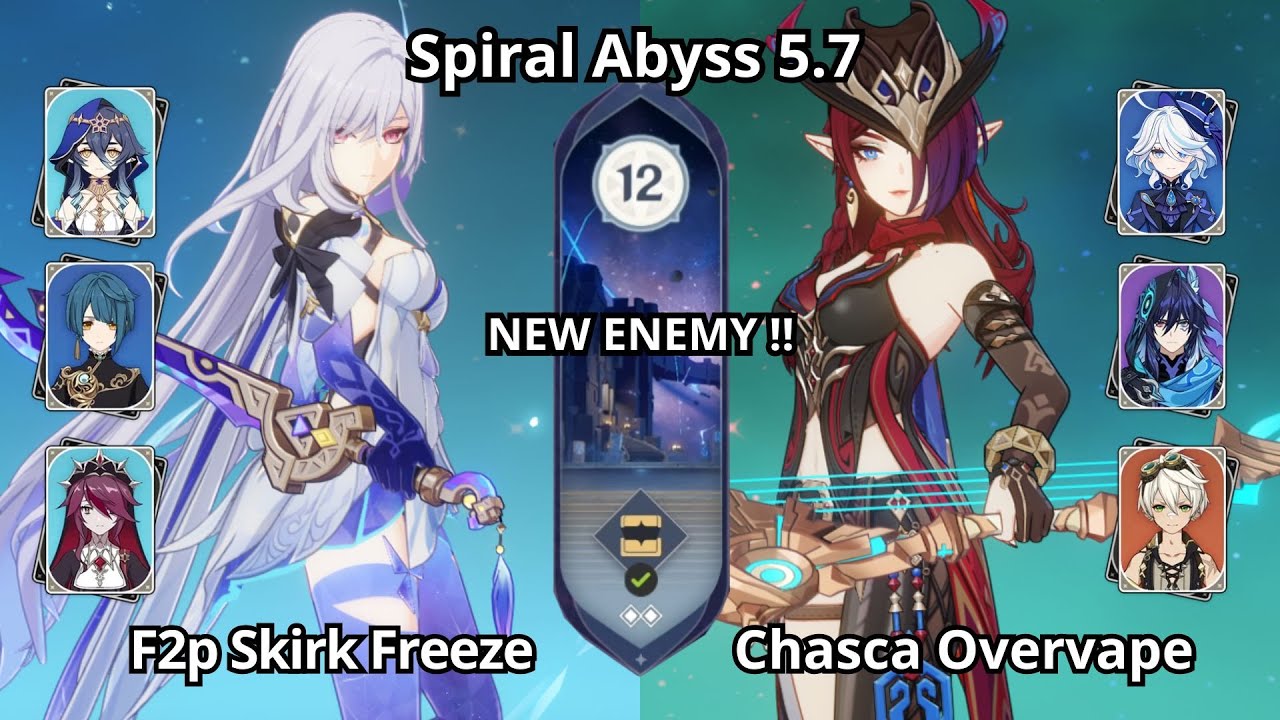 NEW !! F2P C0 Skirk Freeze & C0 Chasca Overvape - Spiral Abyss Floor 12 Genshin Impact 5.7