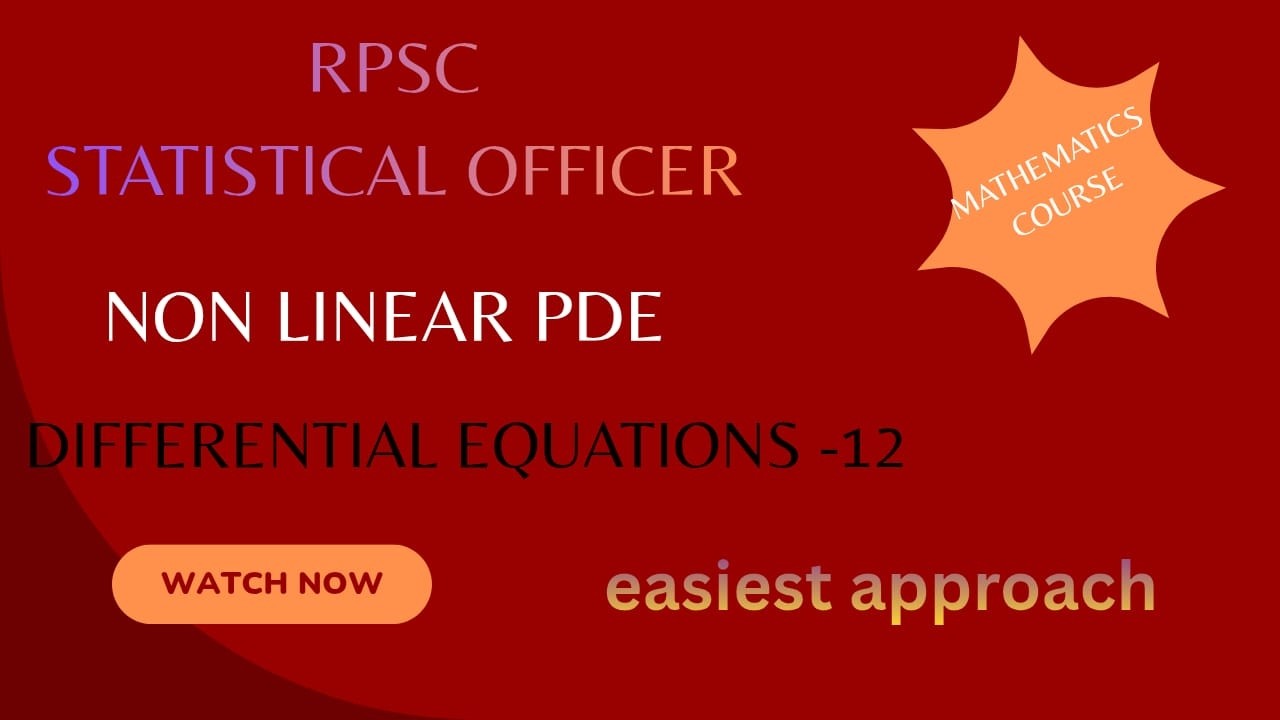 DIFFERENTIAL EQUATION-12 RPSC STATISTICAL OFFICER MAATHEMATICS COURSE