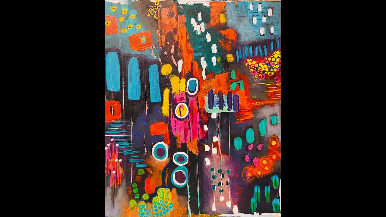 Abstract Painting Betty Franks Style/ Intuitive Art 20x24 Canvas